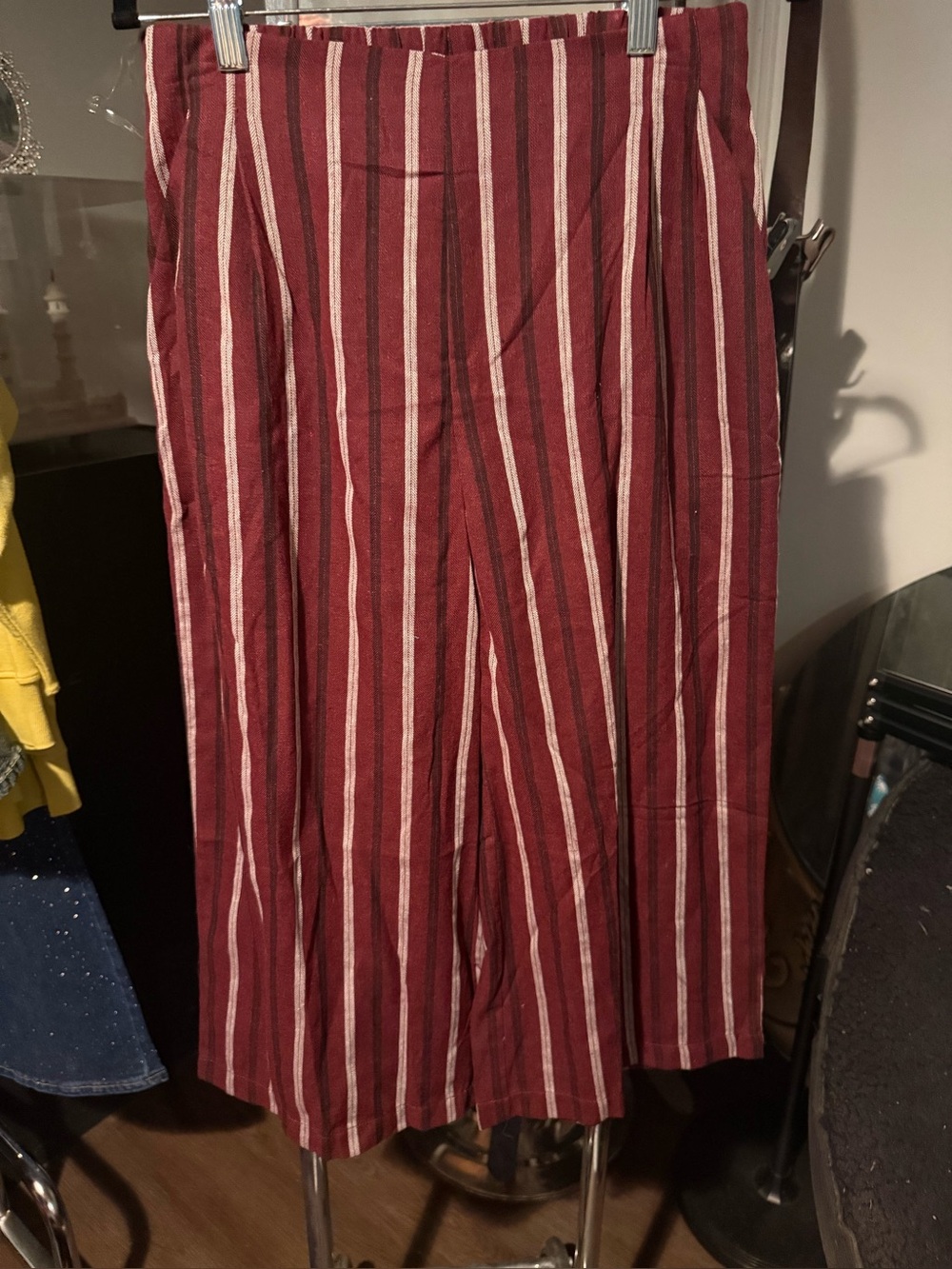 Umgee Burgundy Striped Casual Pants